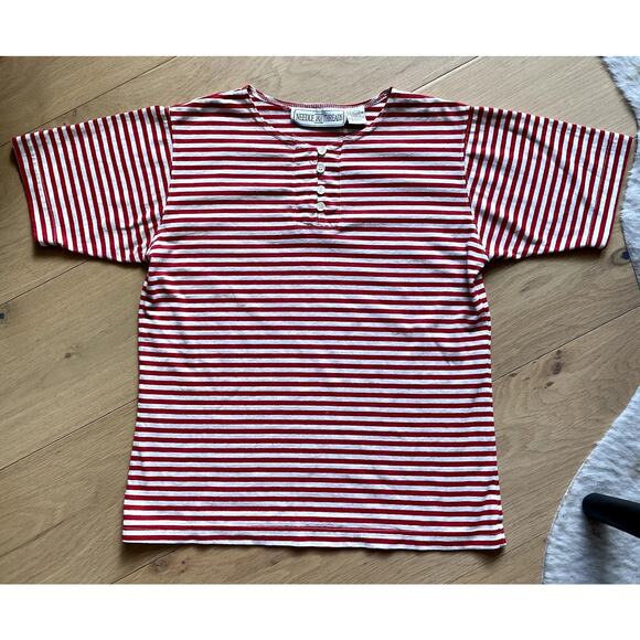 Vintage 90's Needle & Thread Striped Snap Neck Tee Women's Medium - Picture 1 of 5